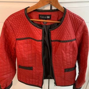 Forever 21 red and black biker jacket